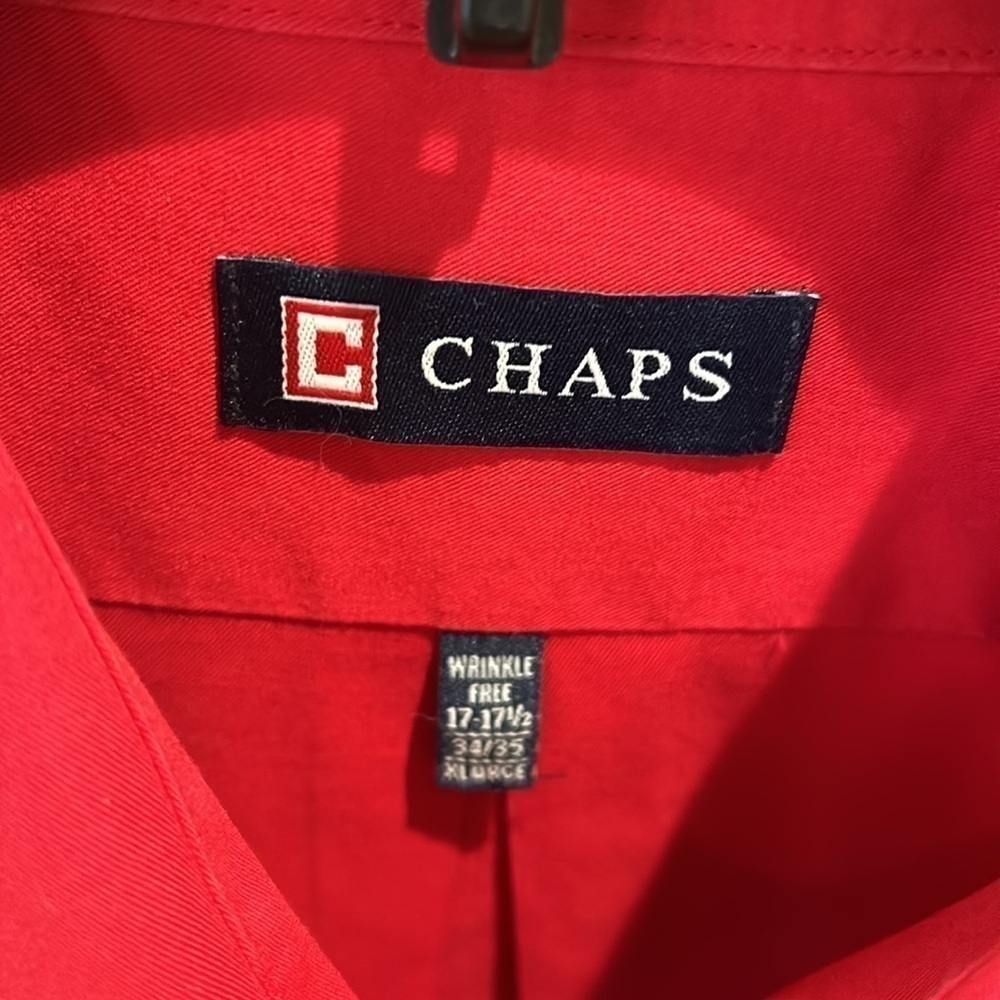 Chaps wrinkle free red button-down shirt - Picture 4 of 5